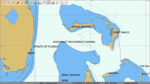 Kaart Open CPN van Little Harbour naar Eleuthera