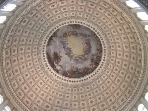 Fresco op het plafond Apotheose van Washington
