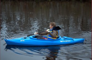 Ank in kayak op Waccamaw River