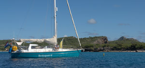 Bodyguard aan mooring voor noordwest Bonaire