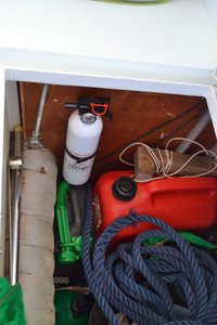 Een brandblusser in de bakskist ziet er professioneel uit