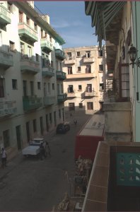Straat van onze Casa Particular in Havanna