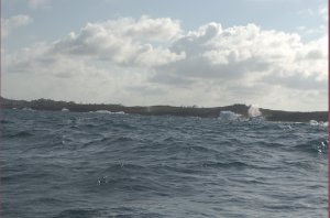 Golven slaan op de kust van Great Abaco