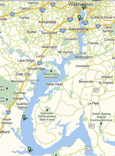 Overzicht Potomac River naar Washington