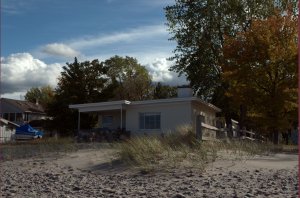 Ons huisje vanaf het strand gezien