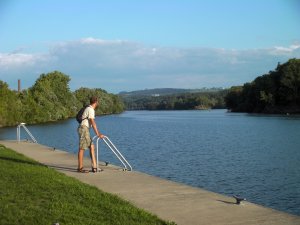 Uitzicht vanaf Guy Park op Mohawk River waar we vandaan komen
